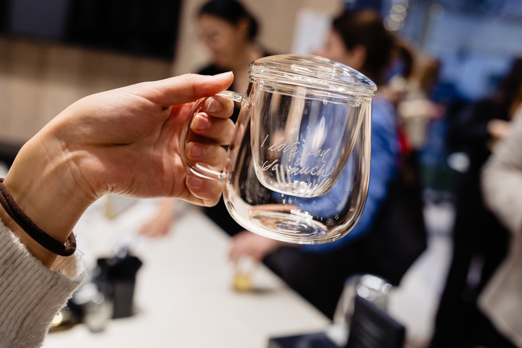 Live Engraving on Glass Teacups for Material Bank &amp; Porcelanosa