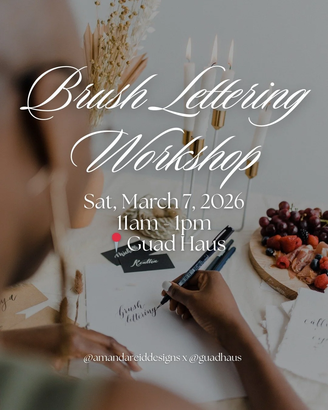 Join Me This Saturday to Learn Calligraphy with @amandareiddesigns ✍🏾🖊️

Learn the basics of brush lettering modern calligraphy with Amanda Reid Designs in this live, interactive workshop for beginners! In this workshop experience you will be learn