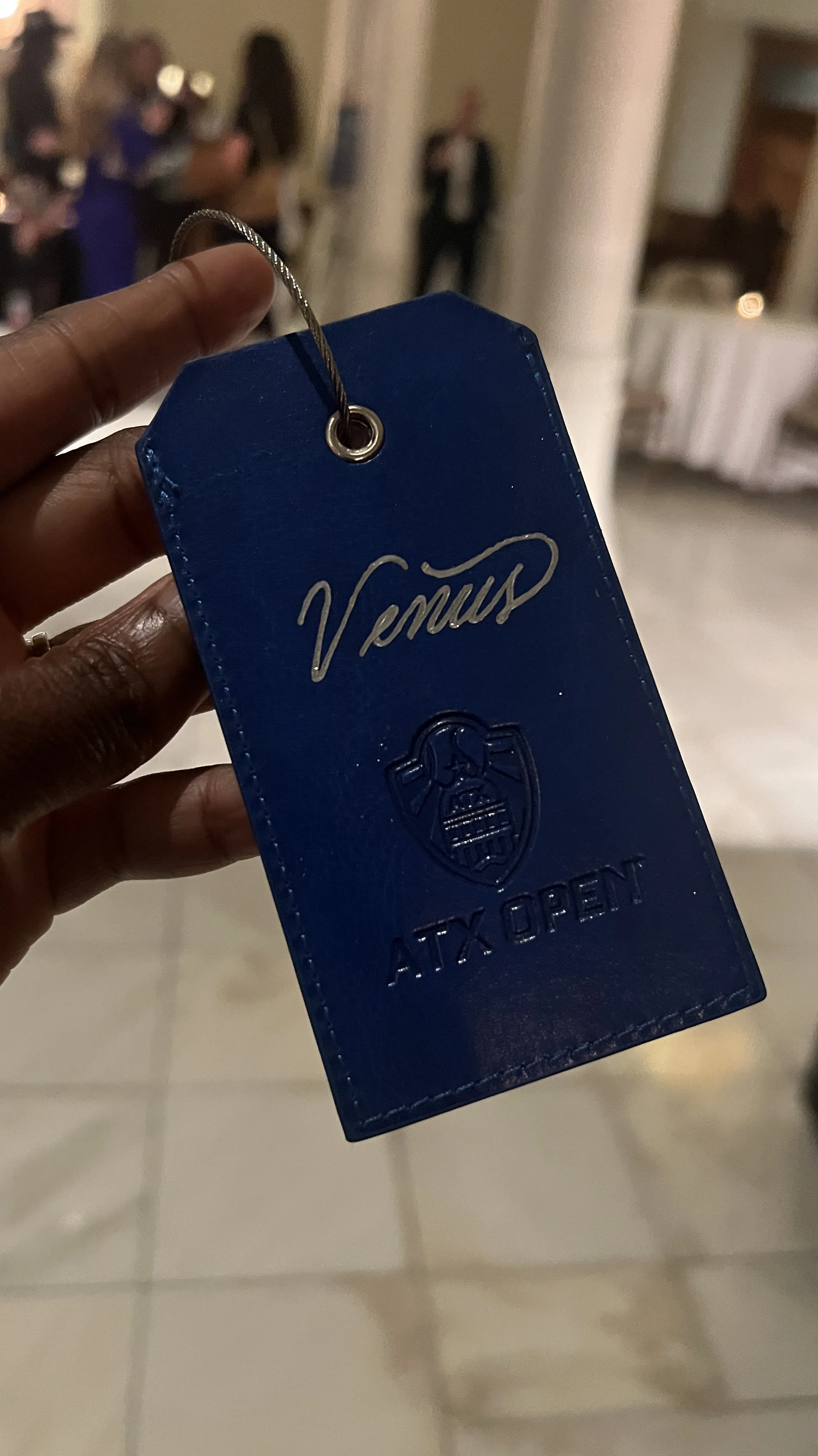 ATX OPEN Tennis - Gold Foiling on Luggage Tags at The Driskill