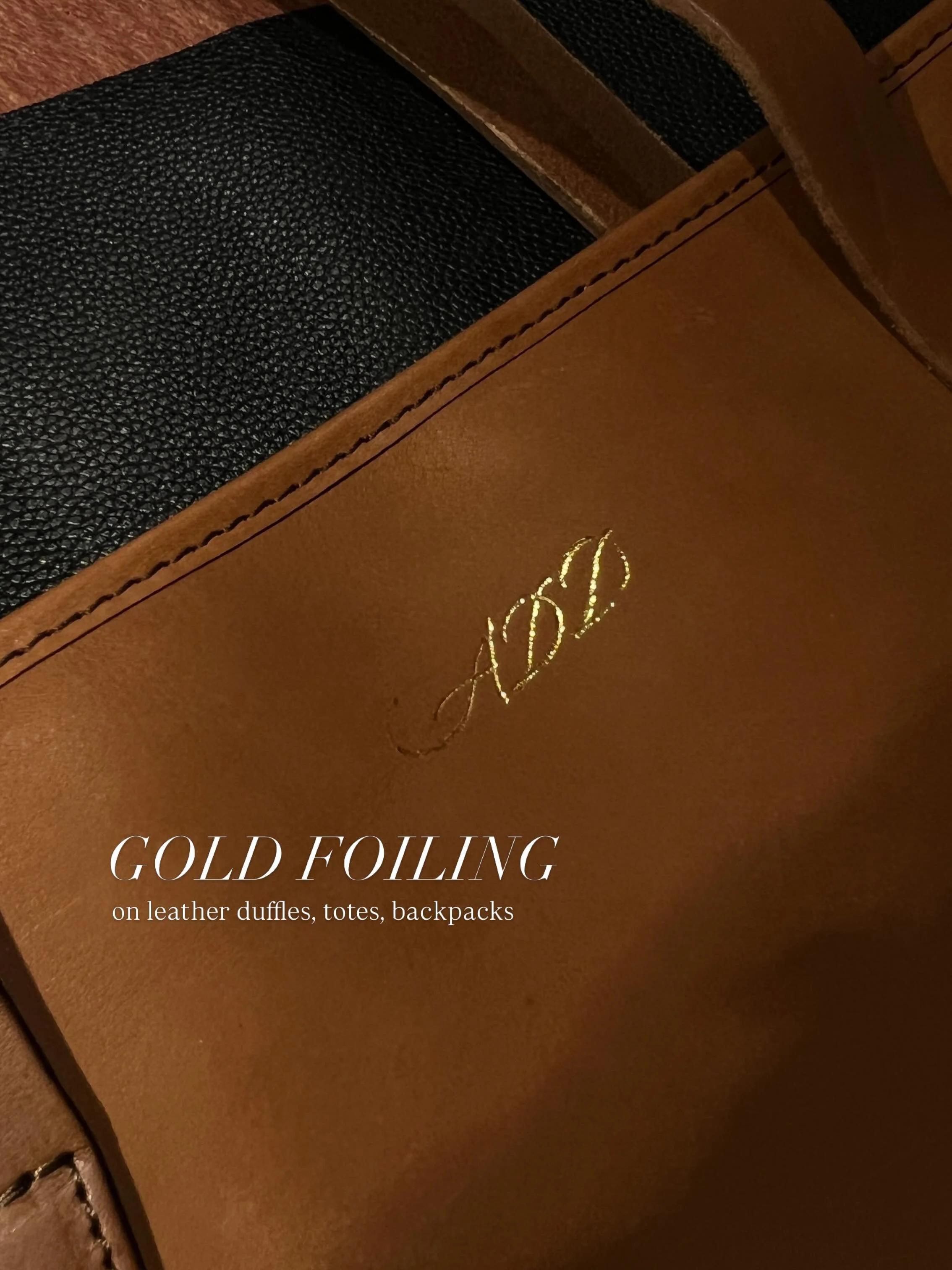 Leather is having a moment ✨

Live embossing with gold foiling technique on leather duffle bags, backpacks, crossbody bags, and tote bags.

Want us at your event? Let&rsquo;s chat! 
Shoot me an email 📧 to get the party started!

LIVE EVENT ENGRAVING