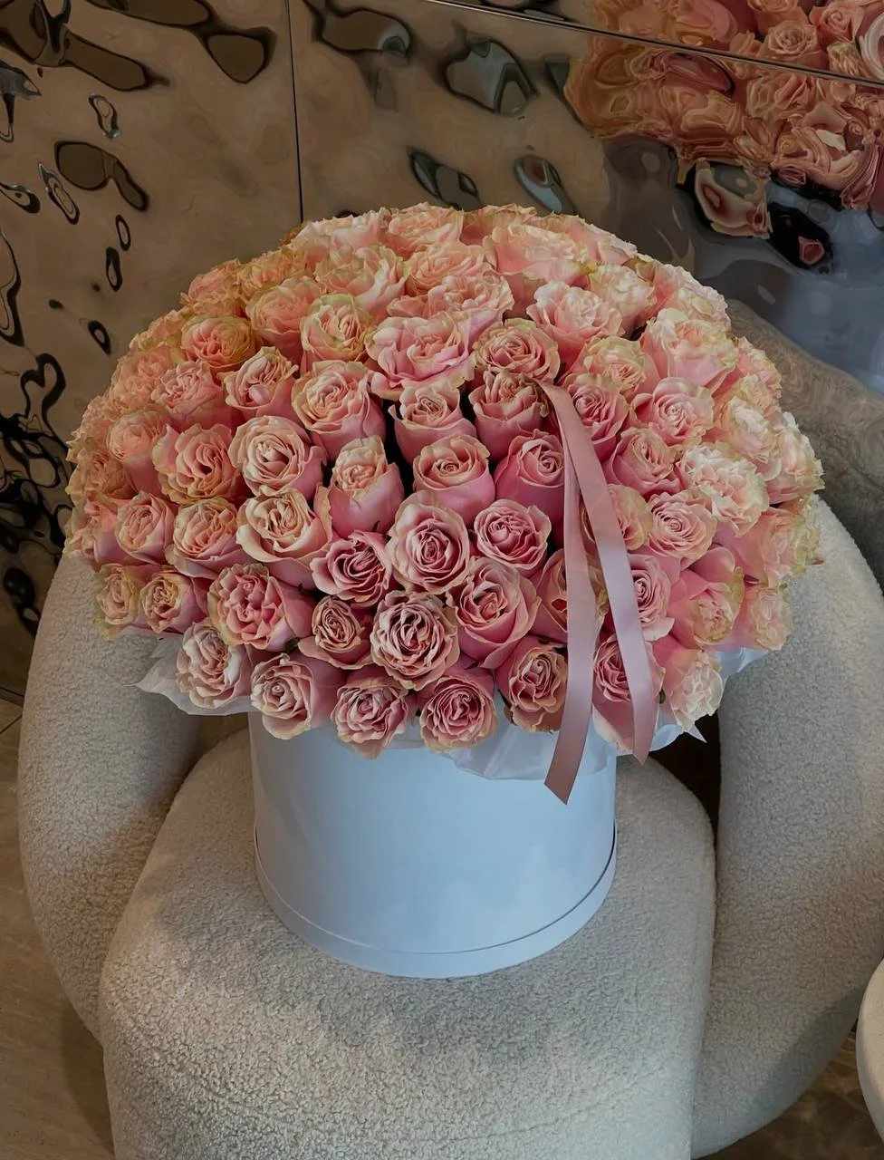 51 Pink Roses In Basket