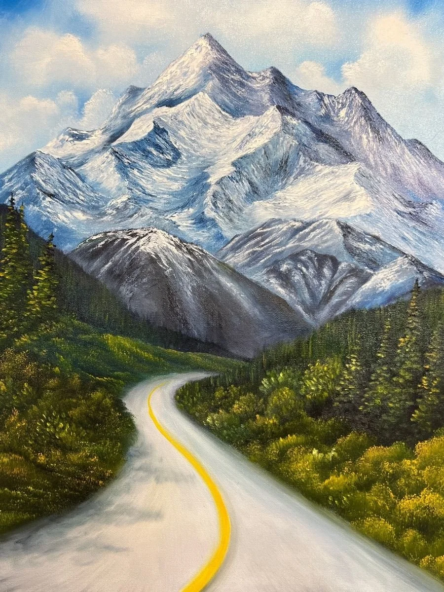 Acrylic mountain painting by Laura Webb