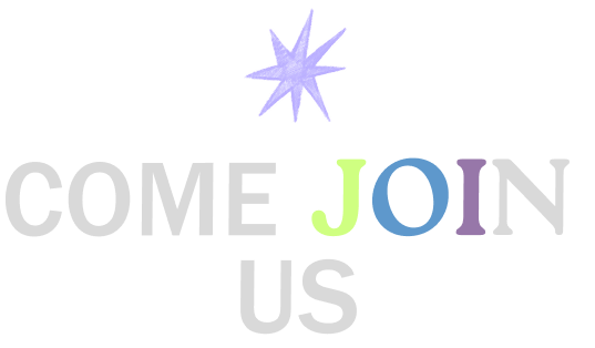 Colorful star-shaped graphic above the words 'COME JOIN US' with 'JOIN' highlighted in multicolored text.