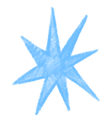 Blue star-shaped graphic with multiple points on a white background.