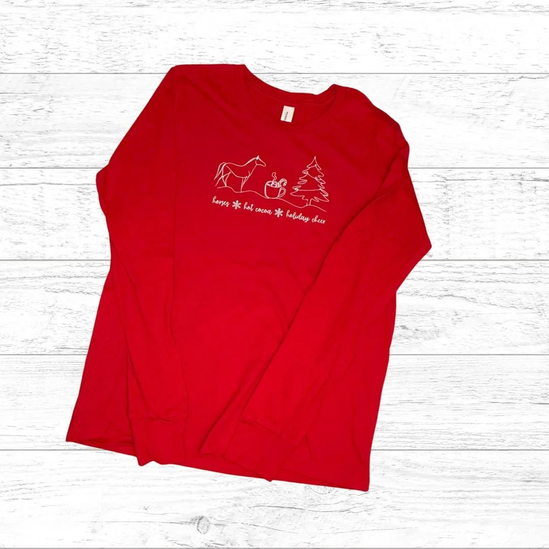 Horses, Hot Cocoa and Holiday Cheer Long Sleeve