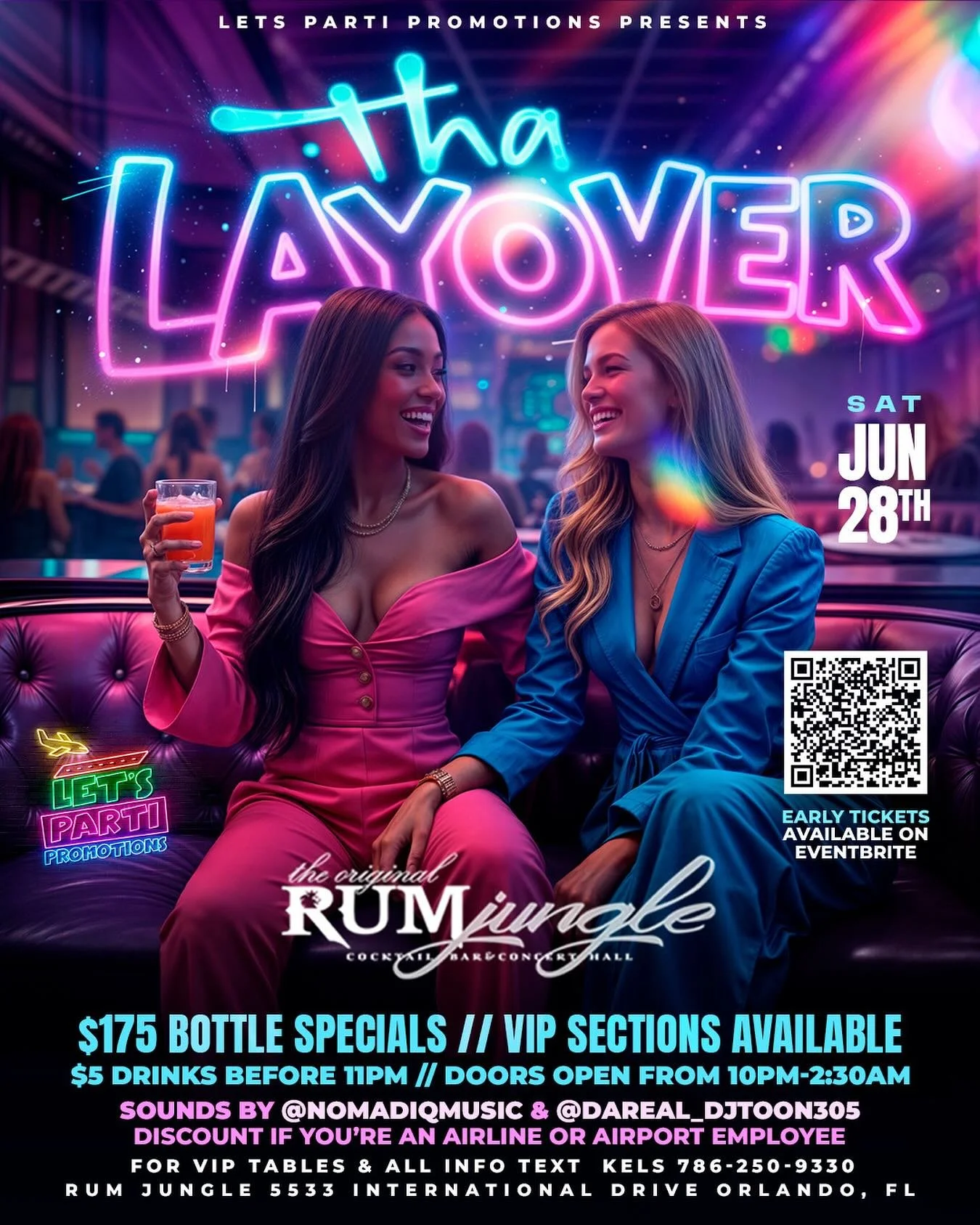FREE ENTRY IF YOUR BDAY IS IN THE MONTH OF JUNE‼️ $5 DRINKS FOR EVERYBODY BEFORE 11PM‼️ $175 BOTTLE SPECIALS &amp; VIP SECTIONS AVAILABLE‼️ FREE PARKING‼️ 📸 PERSON IN THE BUILDING‼️ DISCOUNT FOR ALL AIRLINE &amp; AIRPORT EMPLOYEES $10 TICKETS ON EVE