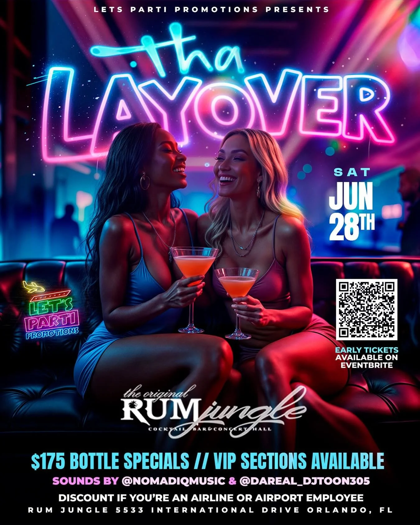 WE BACK AT IT AGAIN&hellip;THE BIGGEST MONTHLY AVIATION PARTY TO HIT FLORIDA ✈️🔥🎉‼️‼️ TELL A FRIEND TO BRING A FRIEND (EVERYBODY IS INVITED)‼️‼️ ALL ROADS LEAD TO &ldquo;THA LAYOVER&rdquo; INSIDE RUM JUNGLE SATURDAY JUNE 28th 5533 INTERNATIONAL DRI