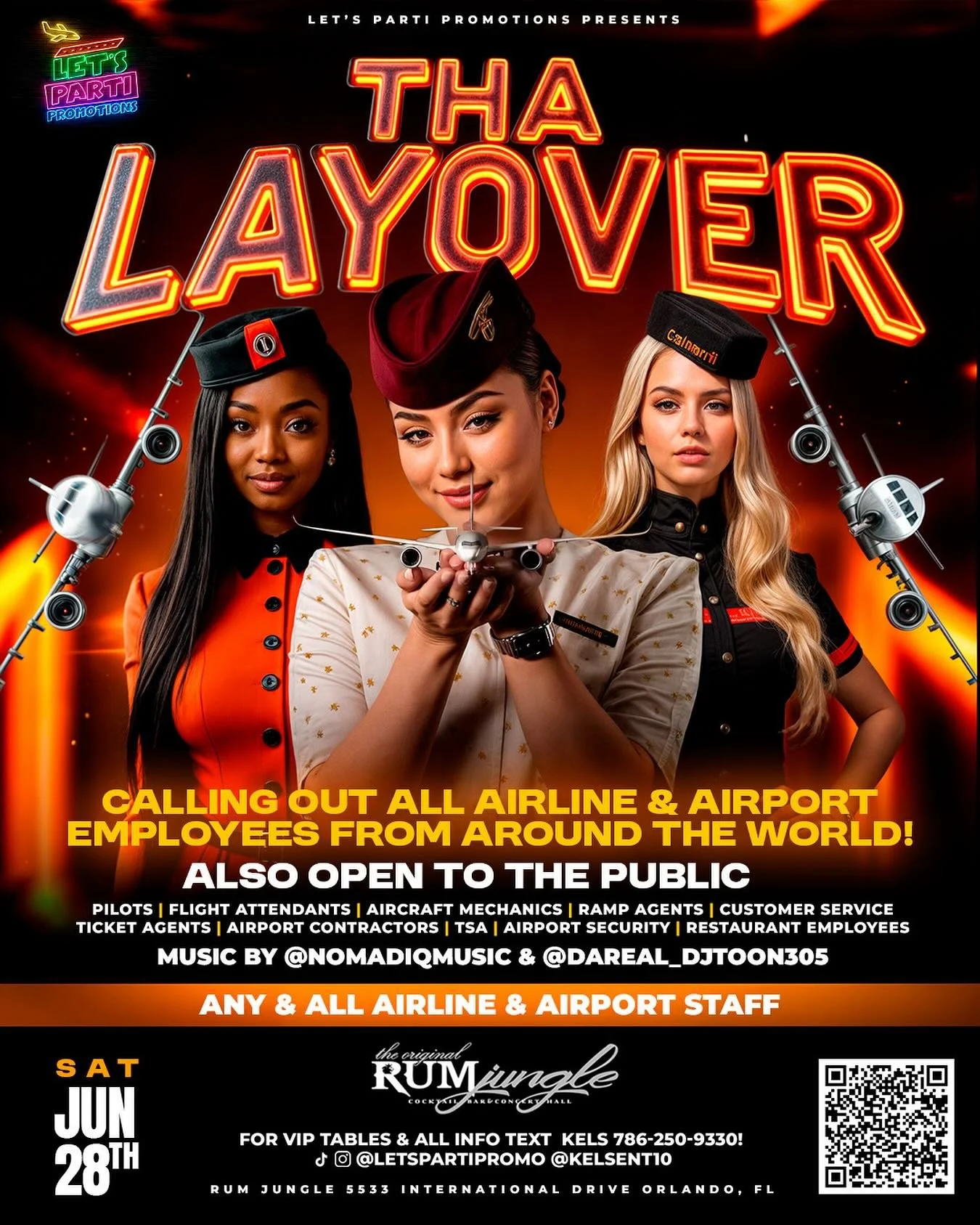 ALL ROADS LEAD TO THA LAYOVER INSIDE RUM JUNGLE SATURDAY JUNE 28th‼️‼️ THE BIGGEST MONTHLY AVIATION PARTY TO HIT FLORIDA‼️ CALLING OUT ALLLLL AIRLINE &amp; AIRPORT EMPLOYEES FROM ALL OVER THE WORLD TO COME EXPERIENCE A LAYOVER OF A LIFETIME (ALSO OPE