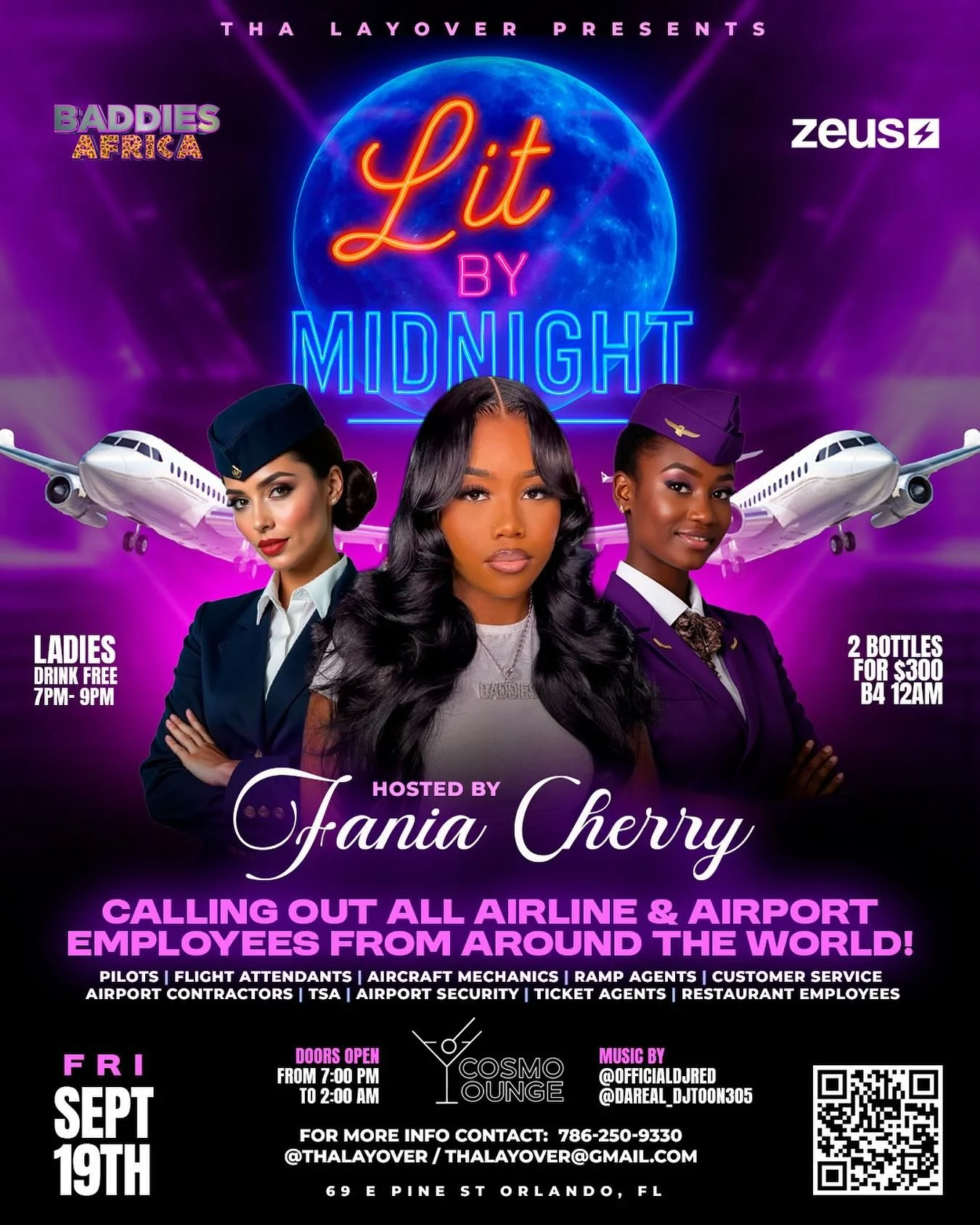 💋 The Baddies are landing in Orlando! 💋
FRI SEPT 19th &ndash; Tha Layover&trade; Presents: Lit By Midnight ✈️🎥
Fania from Baddies Africa hosting the livest aviation party in the city at Cosmo Lounge Downtown 🎉
🎶 Playing the best Hip Hop, R&amp;B