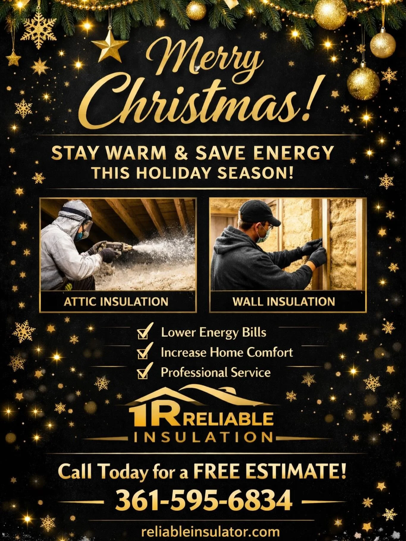 🎄 Merry Christmas from our family to yours! 🎄

At Reliable Insulation, we take pride in helping South Texas families stay warm, comfortable, and energy-efficient. Quality insulation done right makes a real difference&mdash;and that&rsquo;s our stan