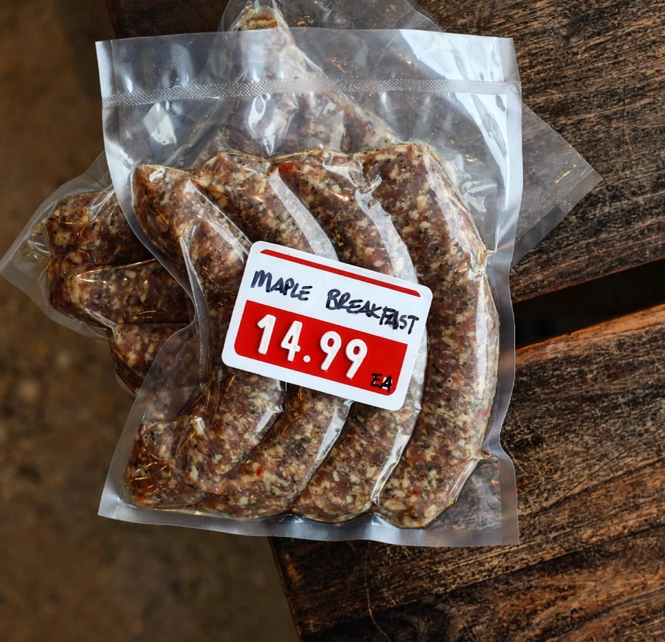Start doing your weekend mornings right, Bring home a pack of our Maple and black pepper breakfast sausage. #morningsausage #breakfastsausage #yegfood