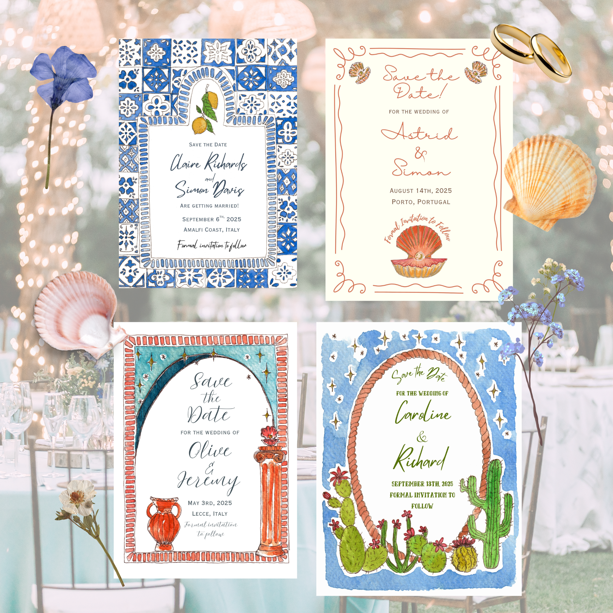4 Piece Fully Custom Wedding & Event Stationery Suite
