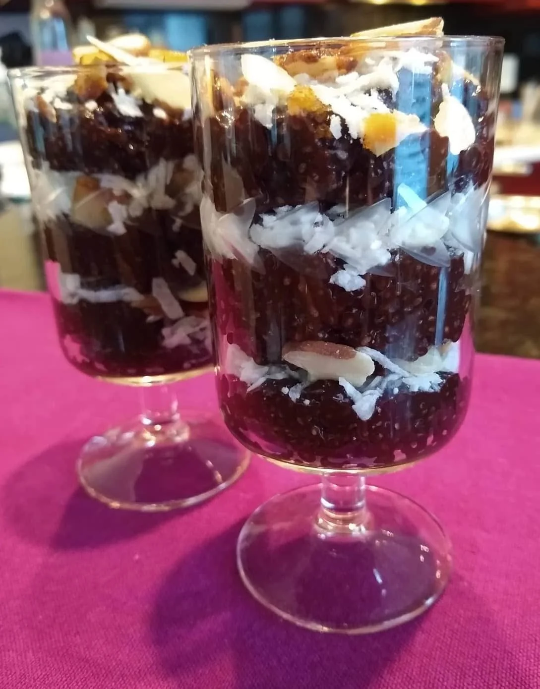 "Almond Joy" Choco Chia Custard