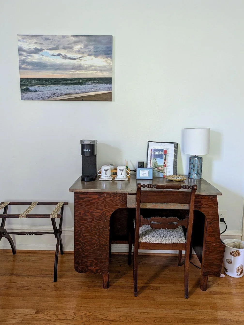 Desk with coffee station