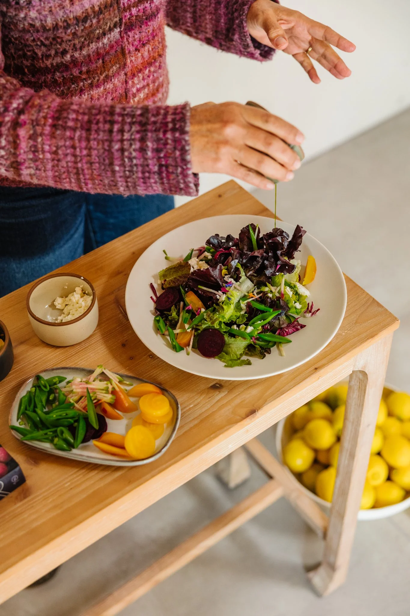Seasonal salad served at Palomino’s Spring Table Dinner in Ventura featuring fresh local ingredients.