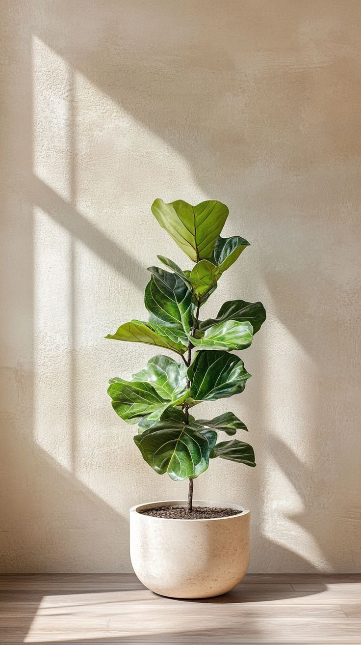 Sculptural plants bring height and organic contrast to clean architectural lines. This fiddle leaf fig reflects the kind of greenery woven throughout the space—adding warmth, texture, and a lived-in feel as Palomino continues to evolve.