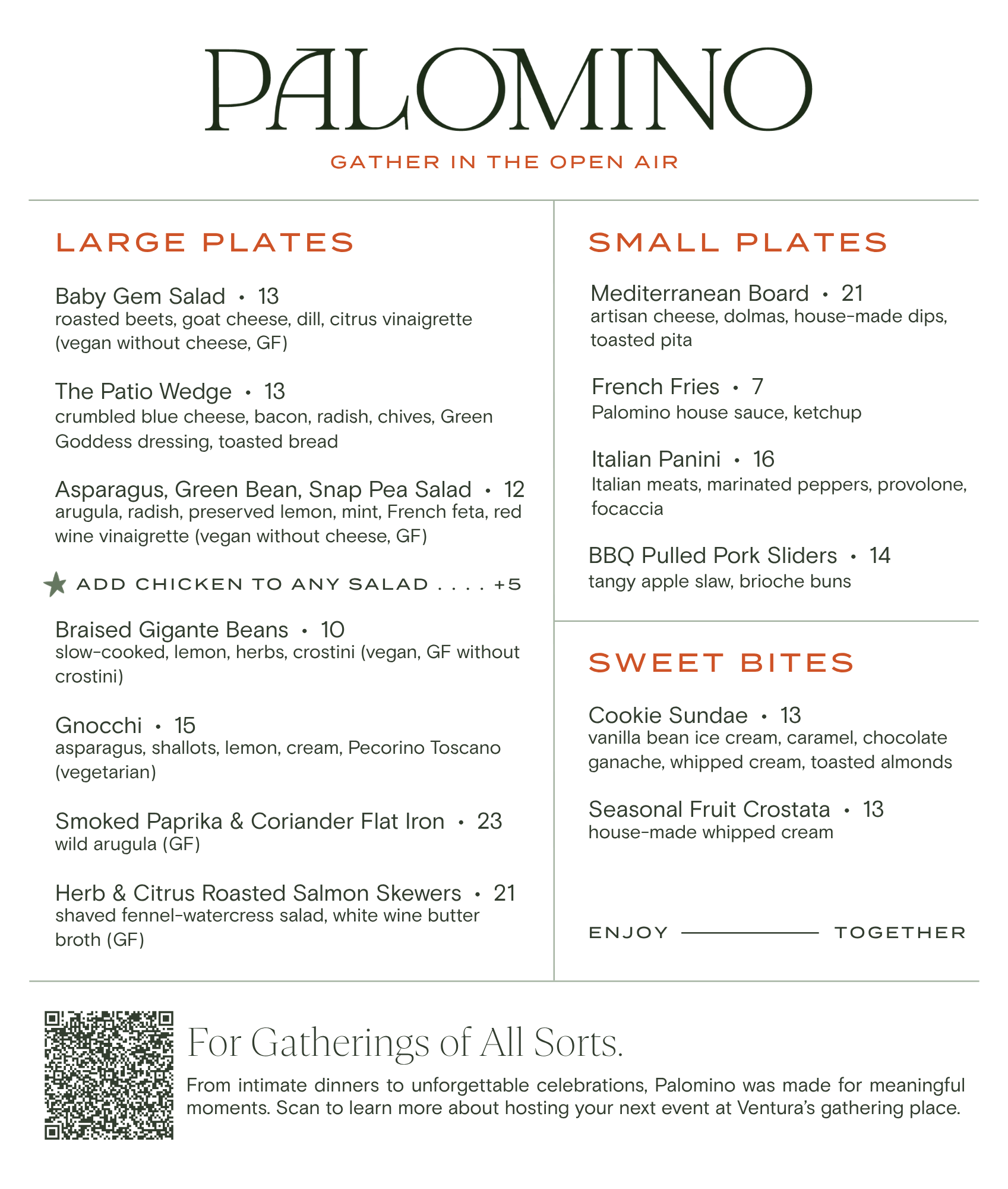 Seasonal small bites served on the patio at Palomino in downtown Ventura.
