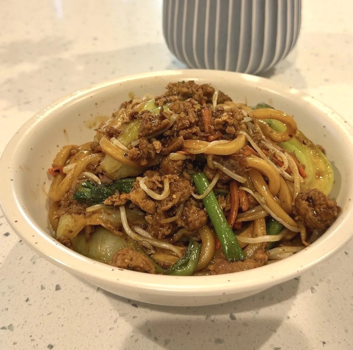 High Protein Stir-fry Udon with Lean Pork and Vegetables