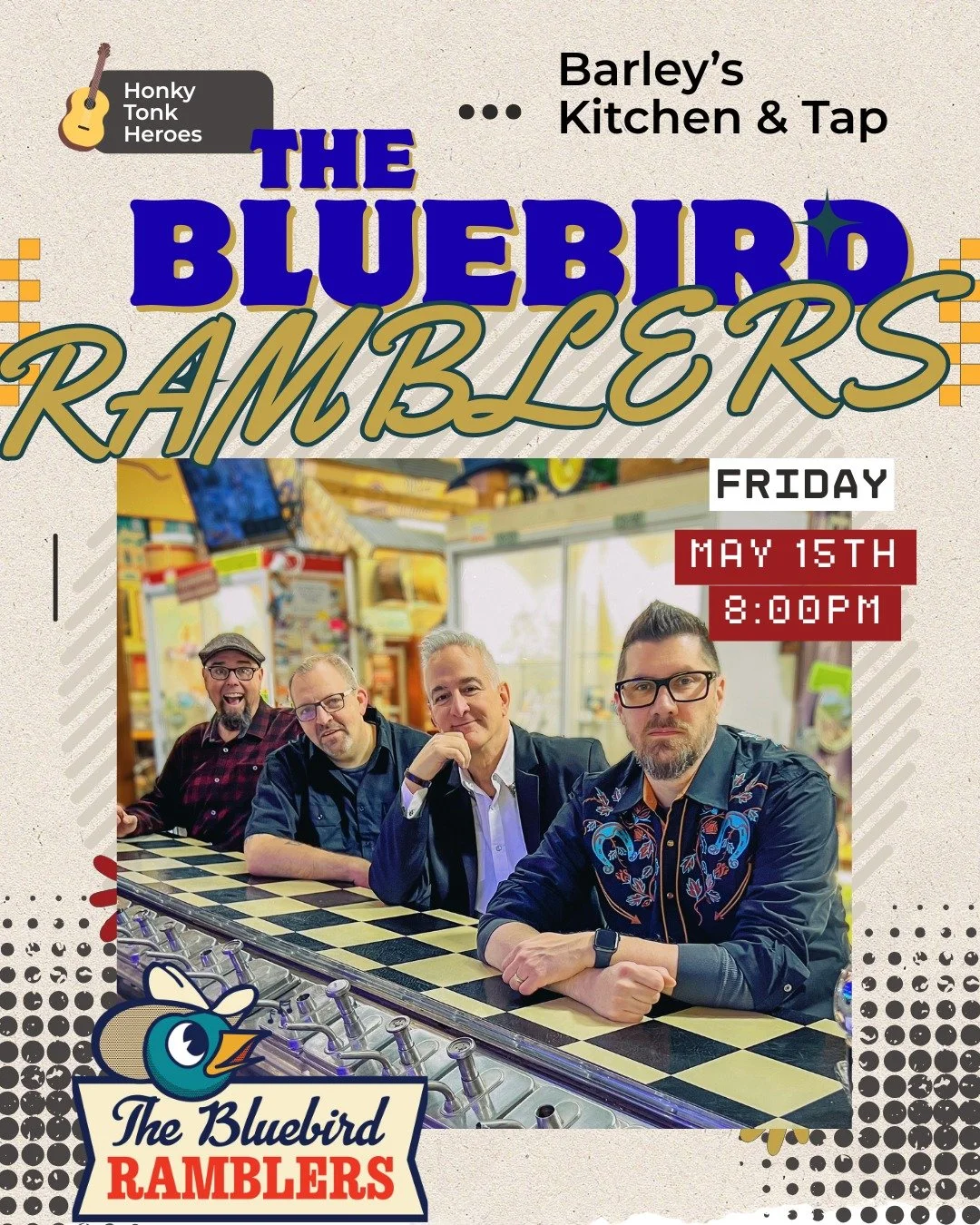 Can't wait for Friday!  Dust off your boots, grab your hat, and bring some foldin' money for the tip jar.  Your honky-tonk heroes are coming to Barley's!