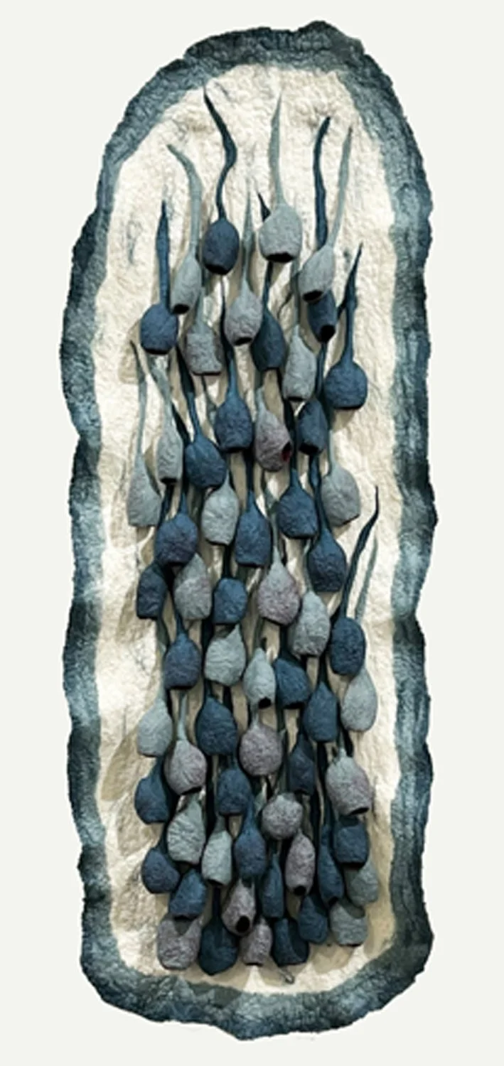 "Growing" 2023, wool roving (48 x 17 x 4")