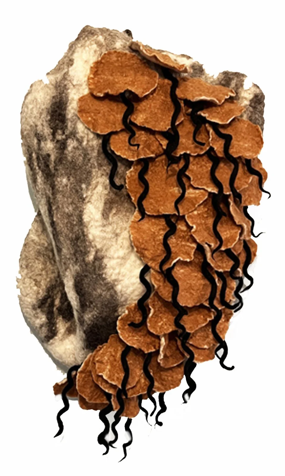 "Lithophytes 1" 2024, wool roving (24 x 13 x 6")