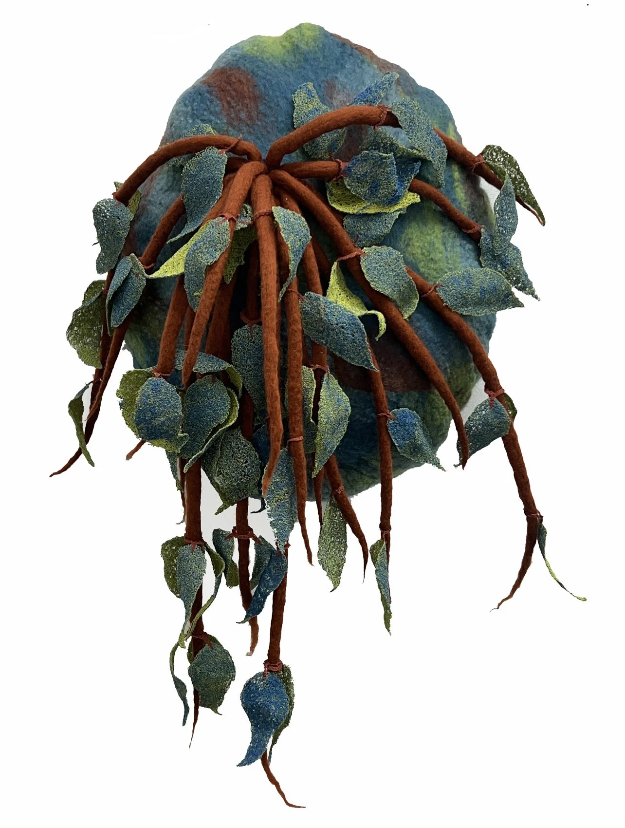 "Proliferating 3" 2024, wool roving, embroidery thread (22 x 14 x 13")