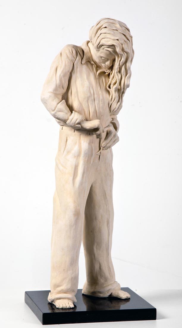 "Tuck and Zip" 2019, clay (20 x 8 x 6")