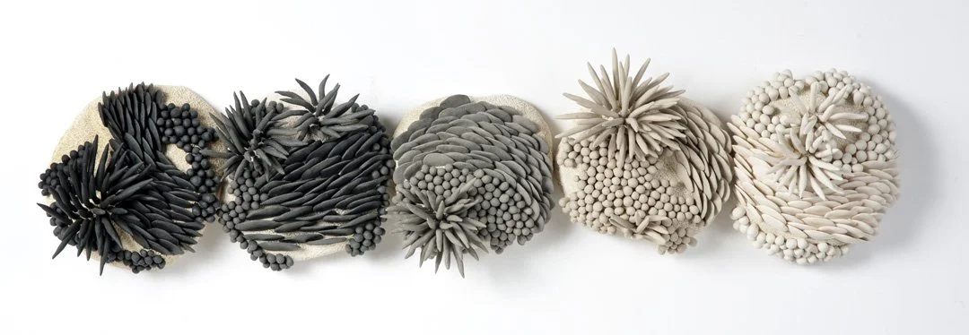 "Gradients" 2021, clay, mason stains (33 x 8 x 5")