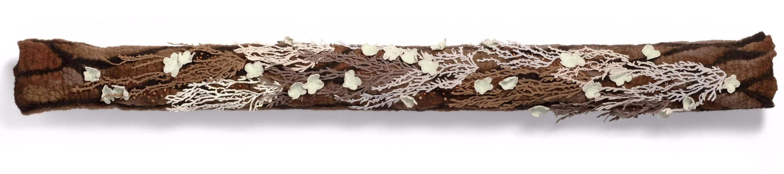 "Epiphytes 9"  2024, wool roving, embroidery thread, acrylic tube armature (6 x 53 x 6”)