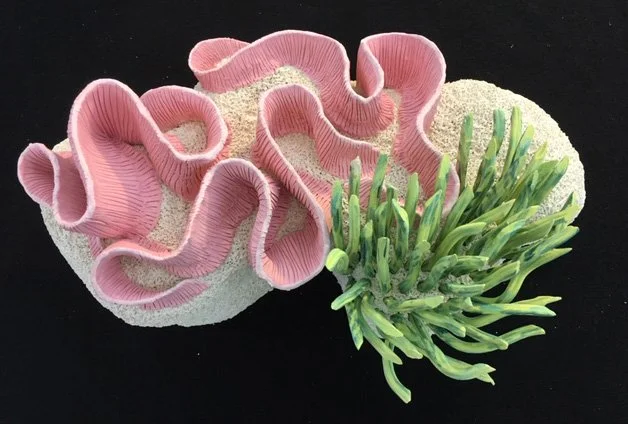 "Coral Reminders 3" 2020, clay, mason stains, matte underglazes (4 x 14 x 9")