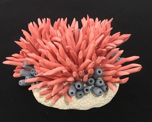 "Coral Reminders 40" 2021, clay, mason stains, underglazing (4 x 9 x 7") 