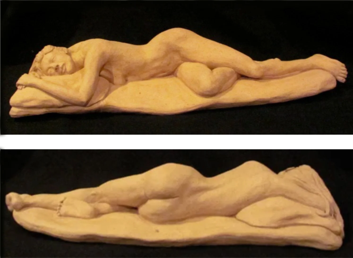 "Reclining" 2011, clay (4 x 19 x 8")