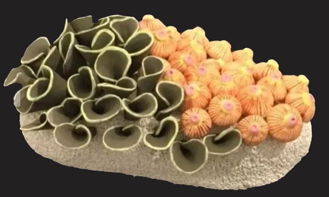 "Coral Reminders 35" 2021, clay, mason stains, matte underglazes (4 x 7 x 10")