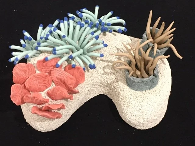 "Coral Reminders 34" 2020, clay, mason stains, matte underglazes (15 x 10 x 10")