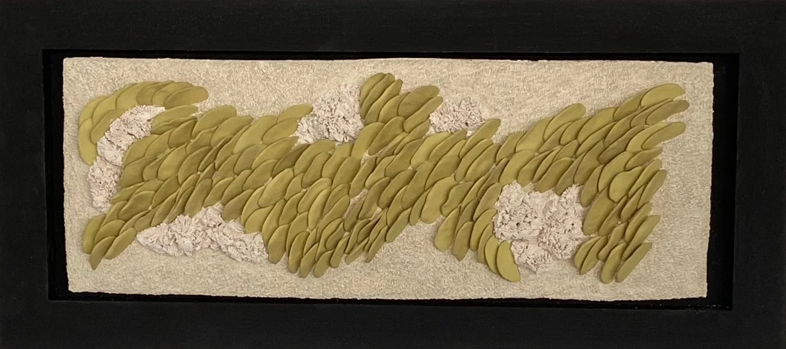 "Gradations 14" 2022, clay, mason stains (10 x 22 x 3")