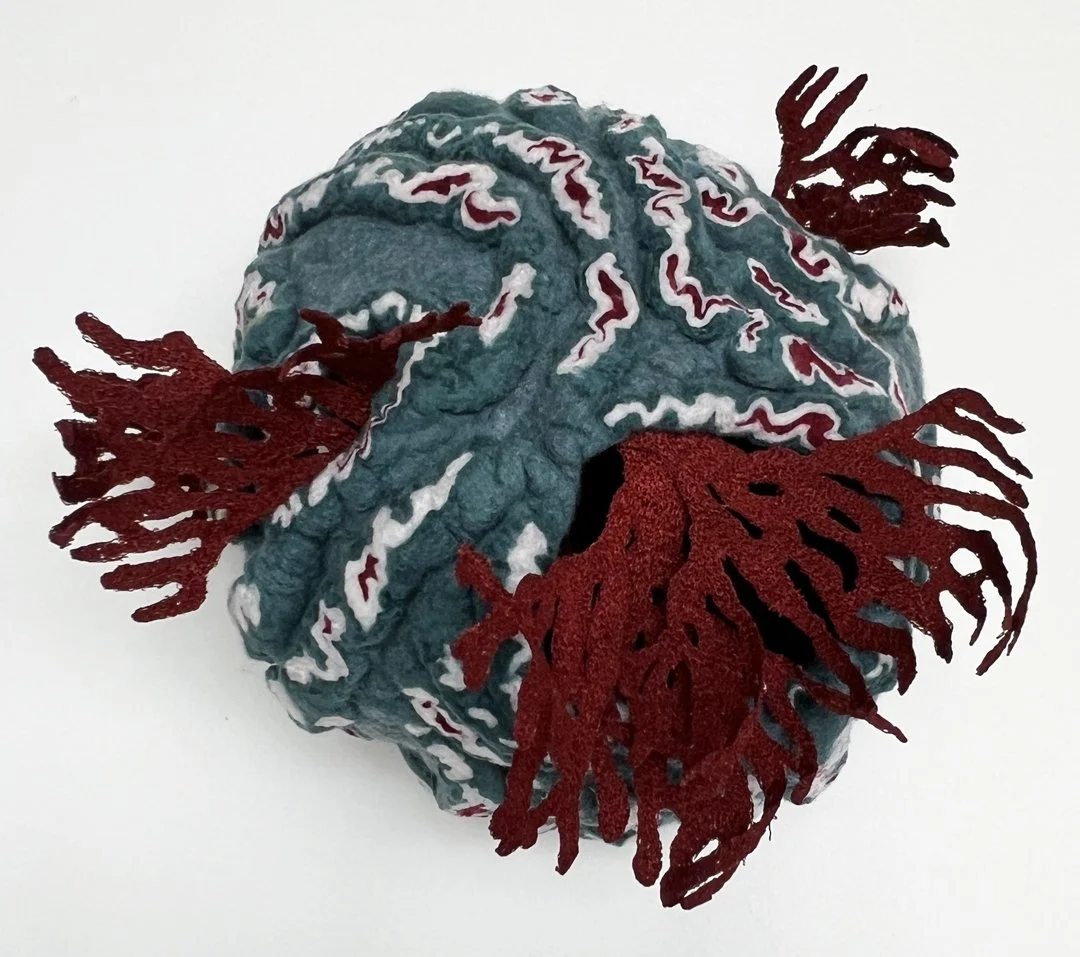  "Fan" 2024, wool roving, embroidery thread (14 x 10 x 4")