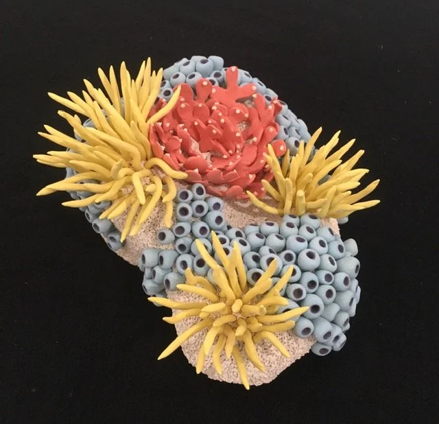 "Coral Reminders 37" 2021, clay, mason stains, matte underglazes (5 x 9 x 9")