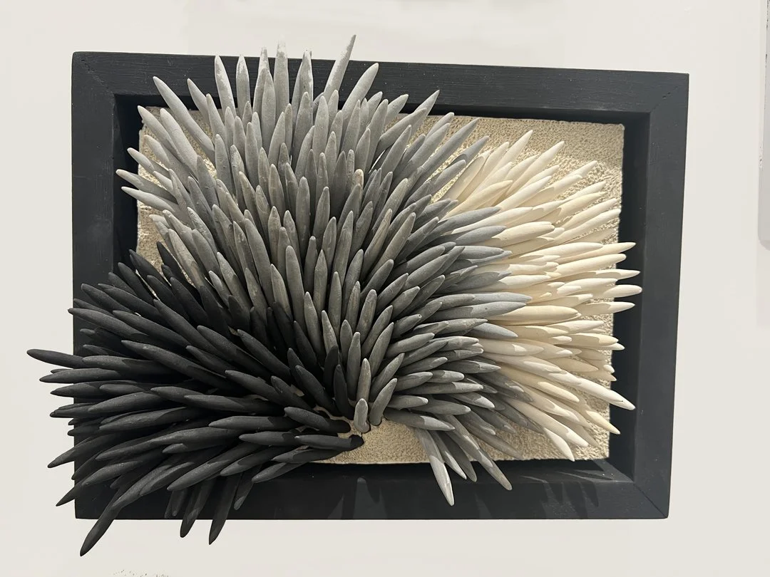 "Gradations 17" 2021, clay, matte underglazes  (9 x 12 x 4")