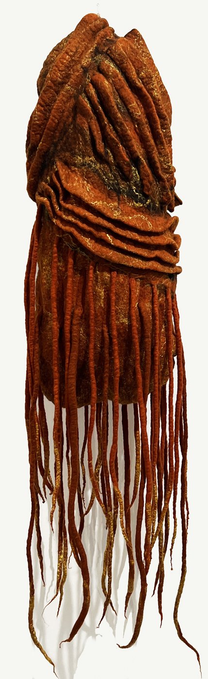 "Sea Alien" 2023, wool roving (40 x 7 x 9")