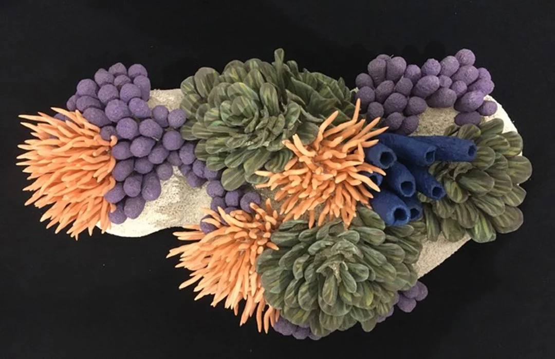 "Coral Reminders 39" 2021, clay, mason stains, matte underglazes (10 x 17 x 6")