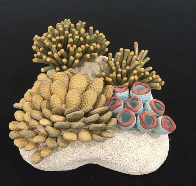 "Coralized 50" 2021, clay, mason stains, underglazes (5 x 12 x 11")