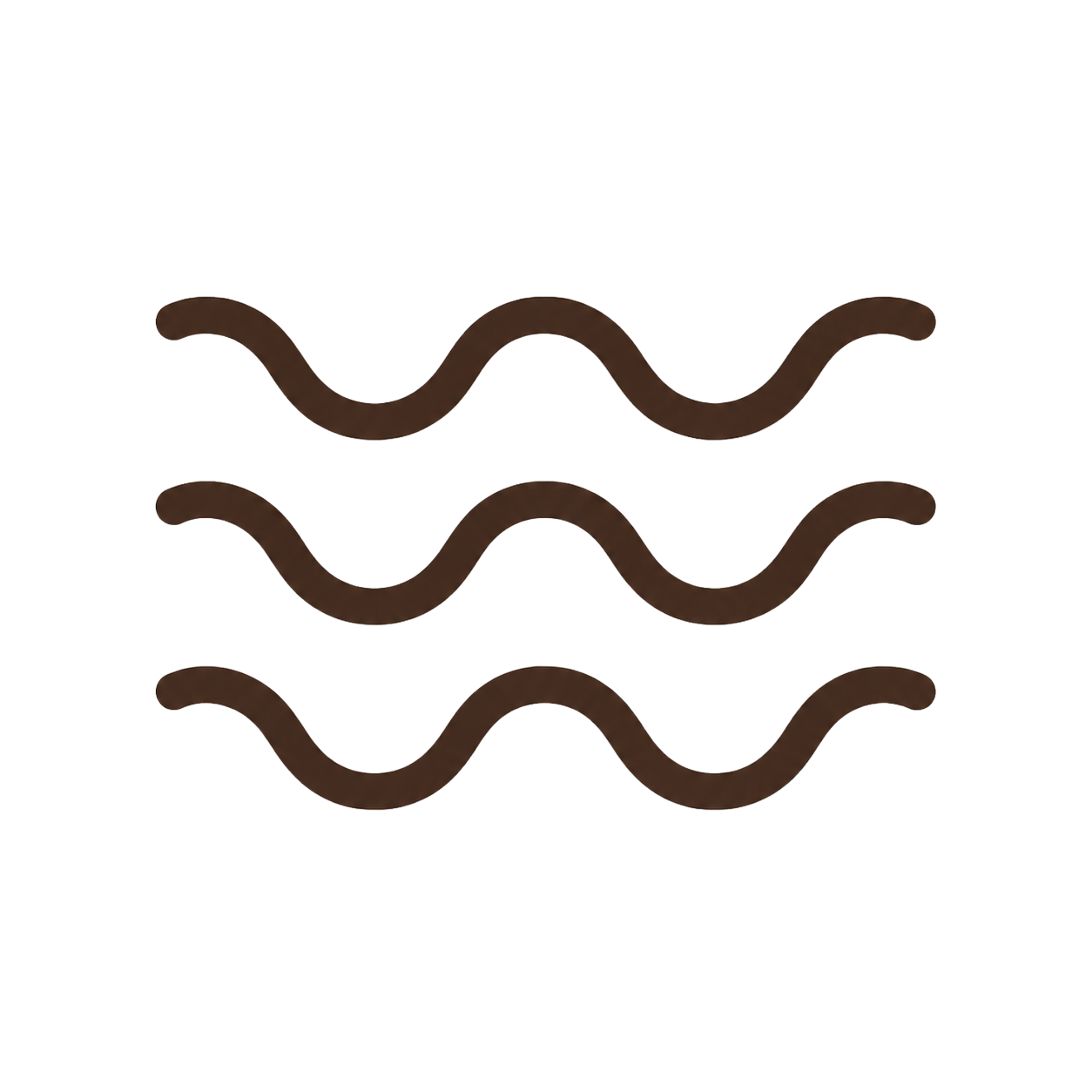 Three identical wavy brown lines stacked vertically on a black background, each with different white and yellow annotations.