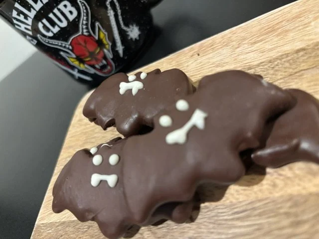 Chocolate Dipped Bat Sugar Cookies