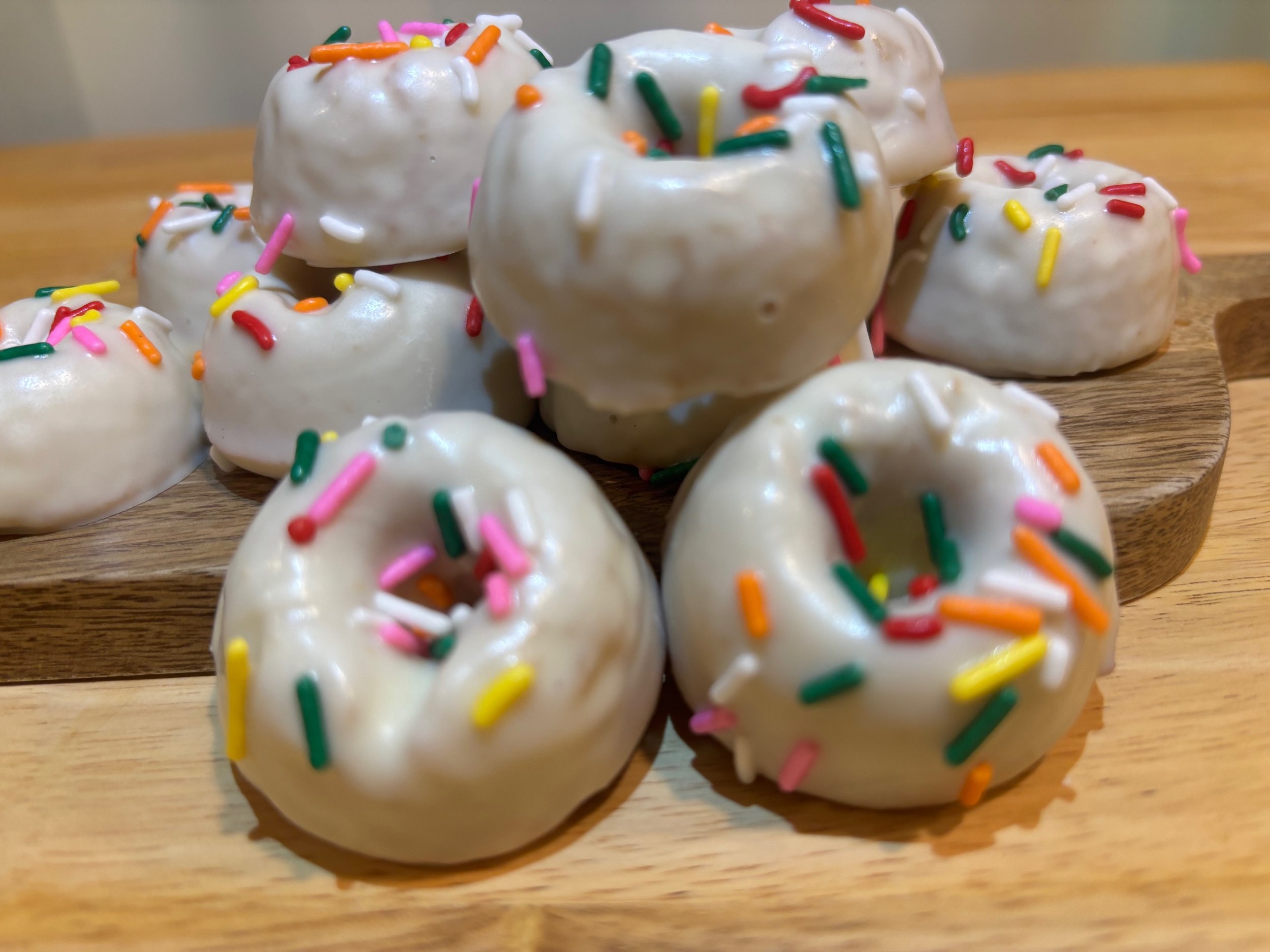 White Chocolate Dipped Mini Donuts - Dozen Bag