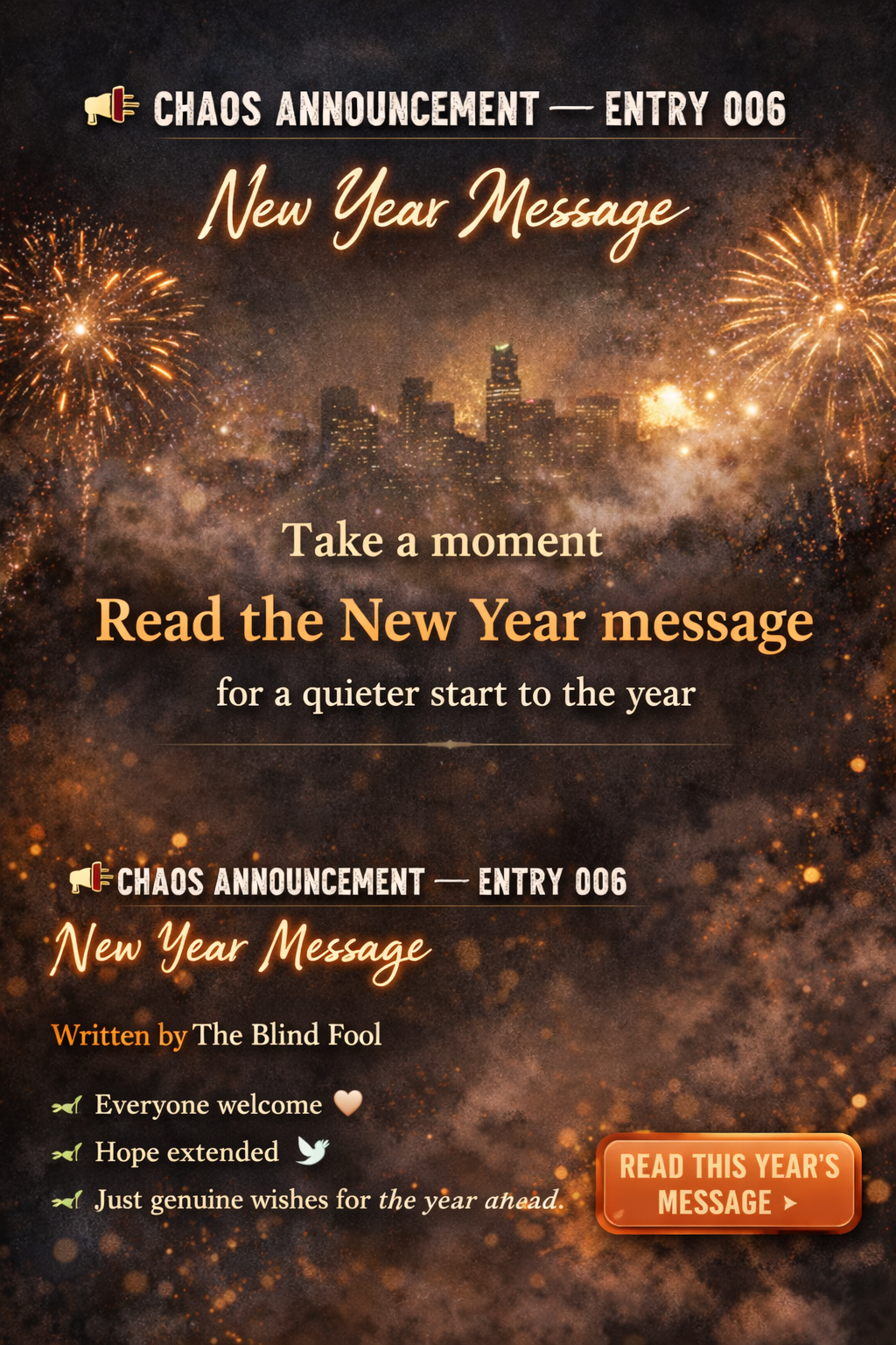 📢 CHAOS ANNOUNCEMENT — ENTRY 006