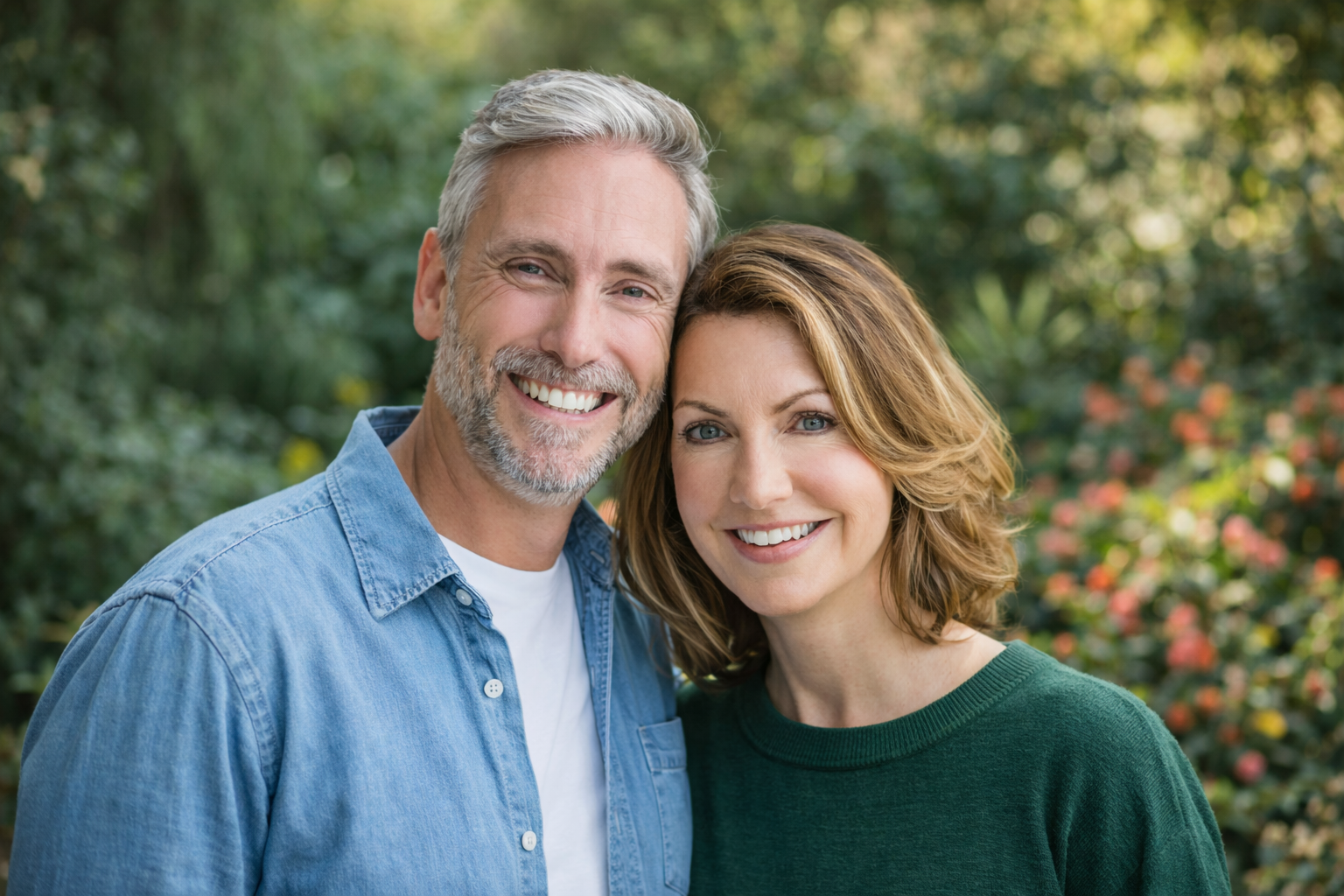 Couple smiling and making eye contact, symbolizing communication and conflict resolution counselling at Watkins Counselling & Wellness in Smiths Falls.