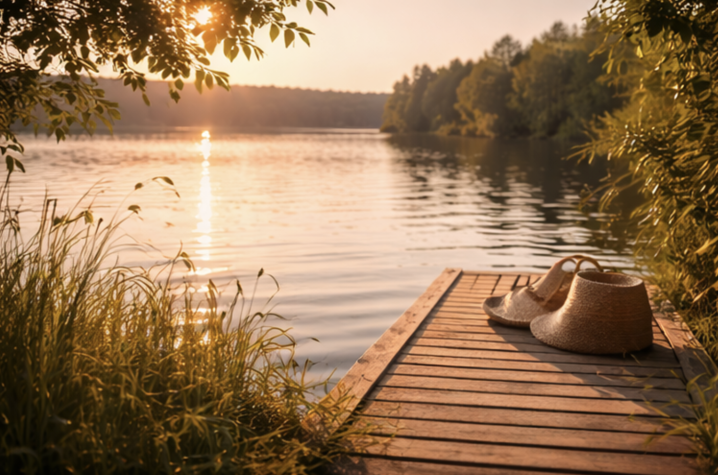 Quiet late-summer outdoor scene with soft light and natural surroundings, reflecting rest, renewal, and emotional recharging