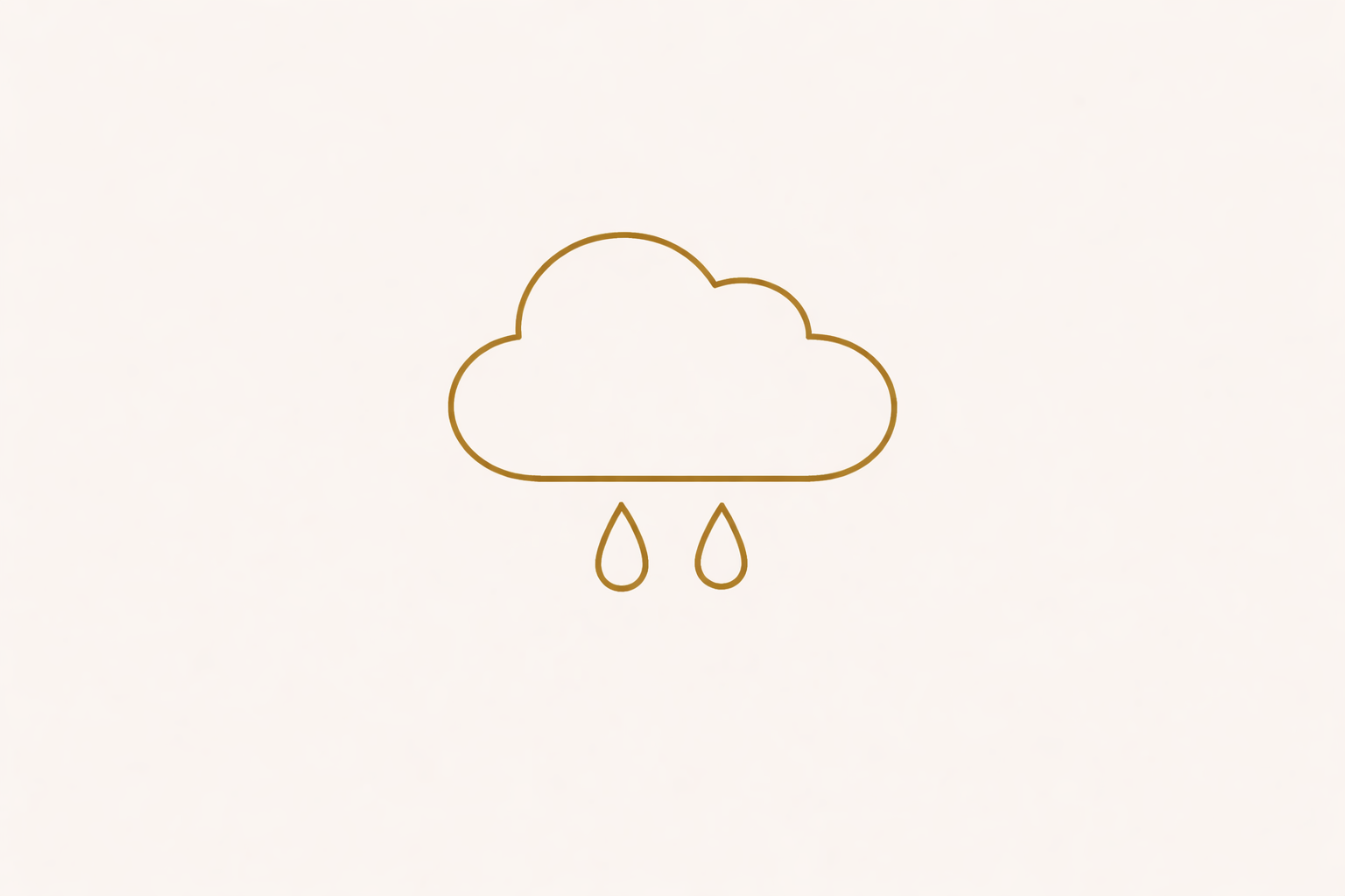 Minimalist illustration of a cloud with raindrops.