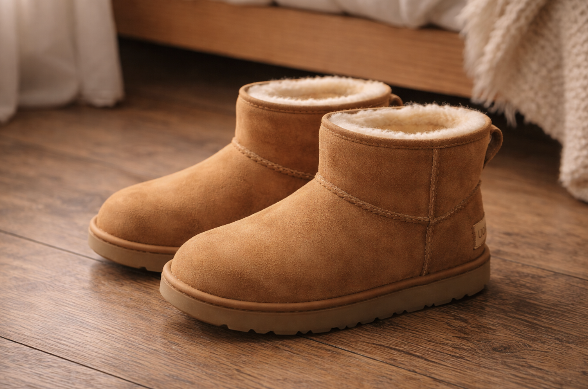 an suede boots placed by a doorway, representing grounding and small steps forward in October.