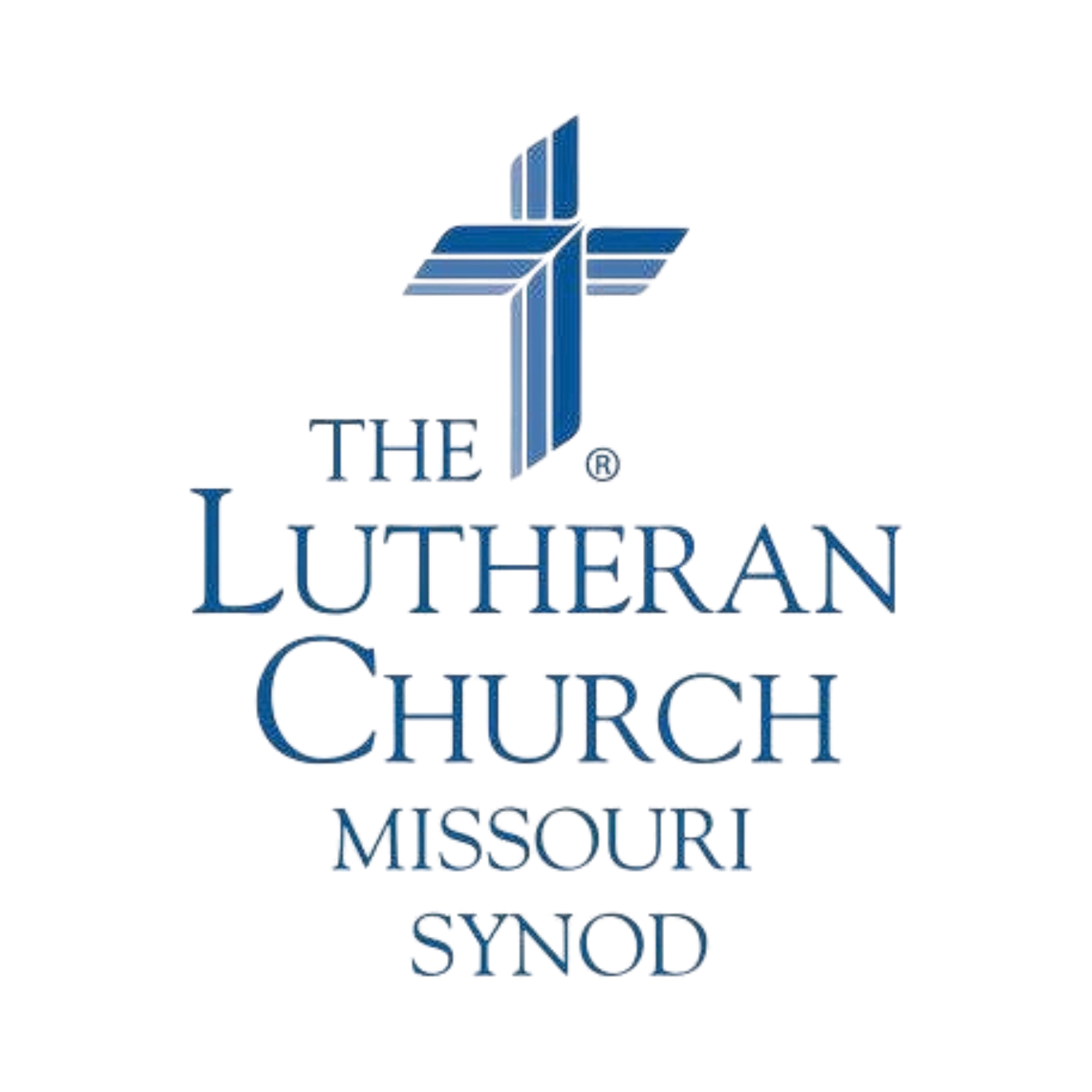 Blue logo of a church with a cross and the words "The Lutheran Church" underneath.